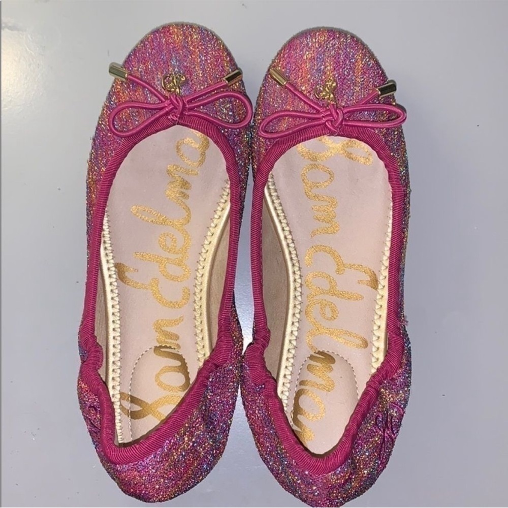 Sam Edelman Felicia Ballet Flats in Berry Shimmer, Big Girls Size 2-Like New!